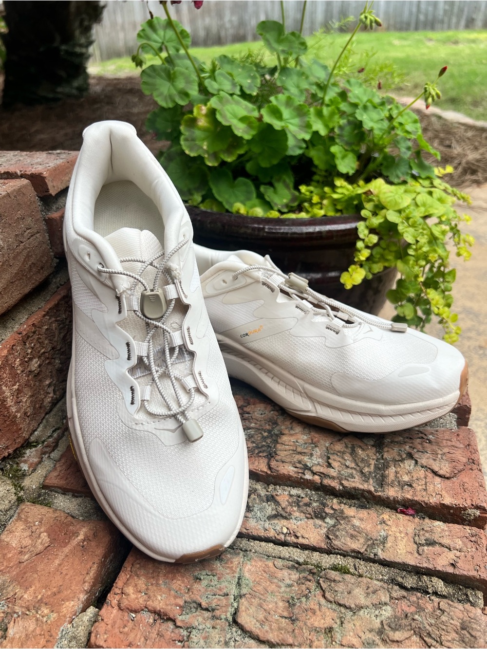 HOKA Transport Shoes Mens 8D Beige Cordura Vibram Walking Hiking Sneakers